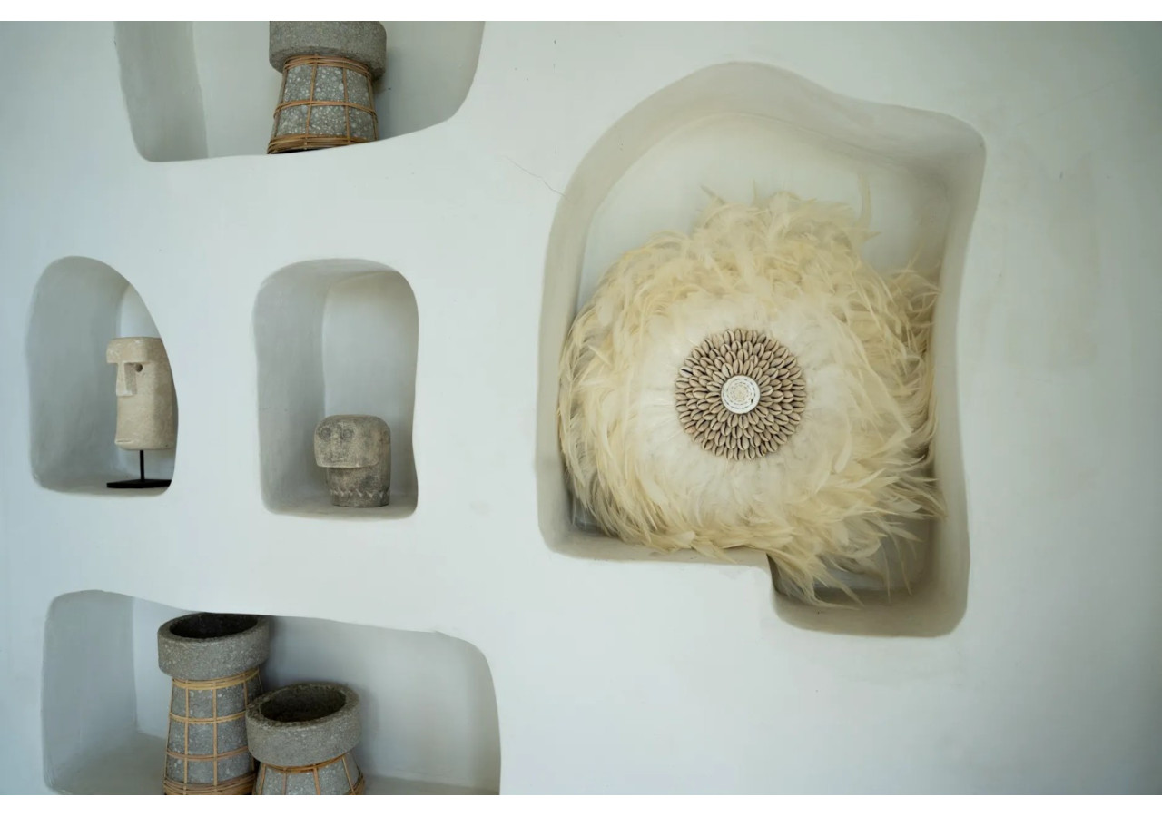 Juju Côtier - Décoration murale en plumes avec coquillages - BALE015W-L-60 - Bazar Bizar