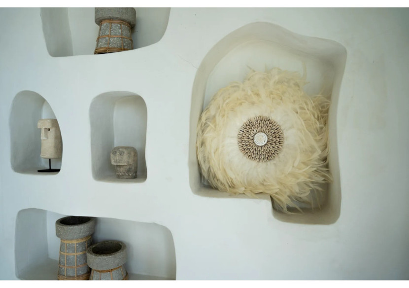 Juju Côtier - Décoration murale en plumes avec coquillages - BALE015W-L-60 - Bazar Bizar