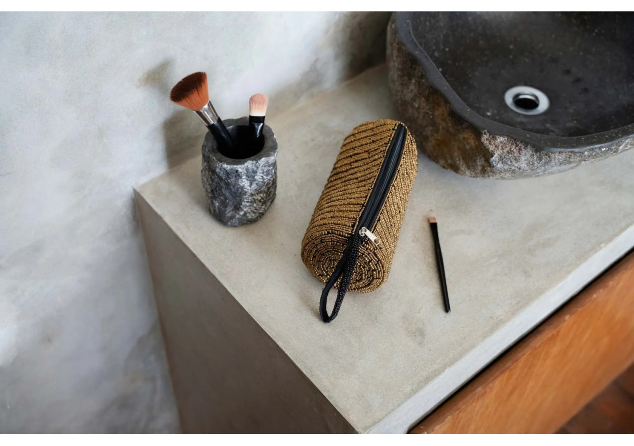 Trousse de Beauté - Élégance dorée et perles - BABE010G - Bazar Bizar