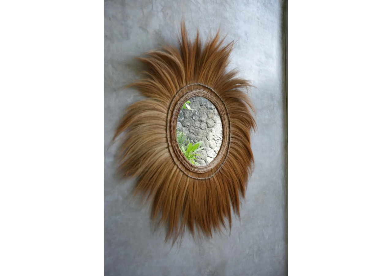 Miroir Mufasa - Naturel - XL, Fait main - JAPA008N-XL-130 - Bazar Bizar