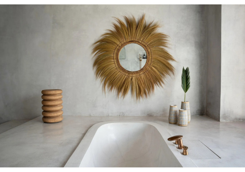 Miroir Mufasa - Naturel - XL, Fait main - JAPA008N-XL-130 - Bazar Bizar