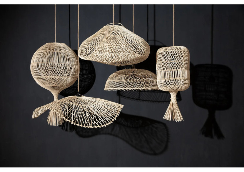 Lampe Dumpling - Pendant - Naturel - M, Polyvalente - BAYU004N-M-29x65 - Bazar Bizar