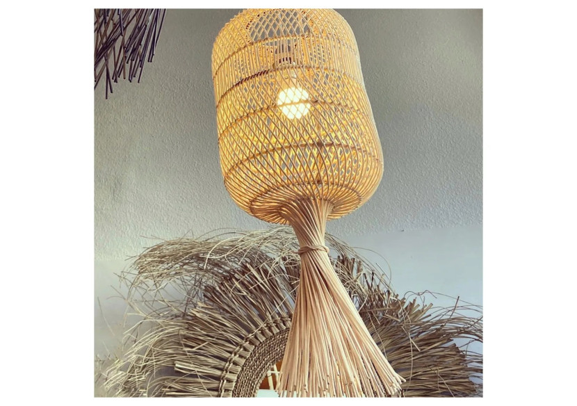 Lampe Dumpling - Pendant - Naturel - M, Polyvalente - BAYU004N-M-29x65 - Bazar Bizar