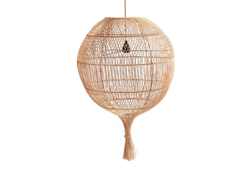 Lampe Wonton - Pendant - Naturel, Design Ronde - BAYU005N-50x80 - Bazar Bizar