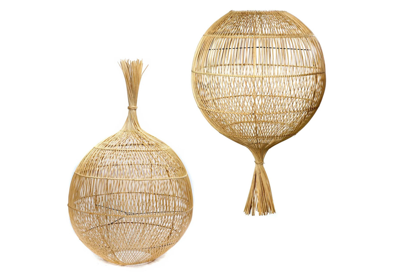 Lampe Wonton - Pendant - Naturel, Design Ronde - BAYU005N-50x80 - Bazar Bizar