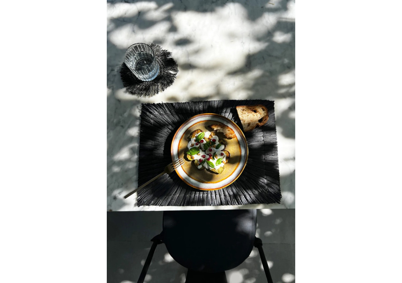 Set de sous-assiettes ALANG ALANG - Rectangulaires en noir - JAES004B-40x30 - Bazar Bizar