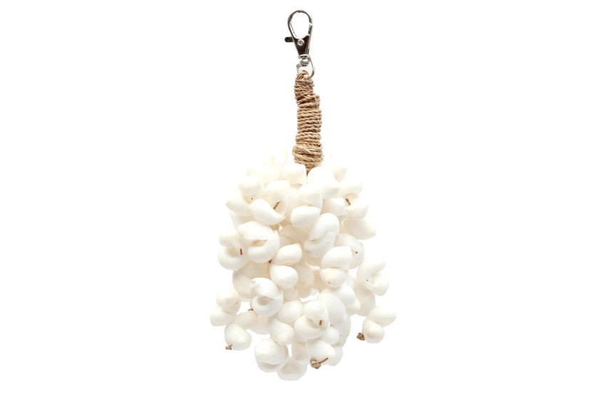 Porte-clés Kai Shell - Blanc en corde de mer - BALE131W - Bazar Bizar
