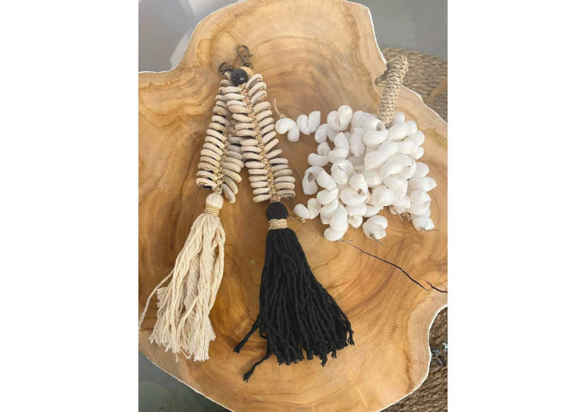 Porte-clés Kai Shell - Blanc en corde de mer - BALE131W - Bazar Bizar