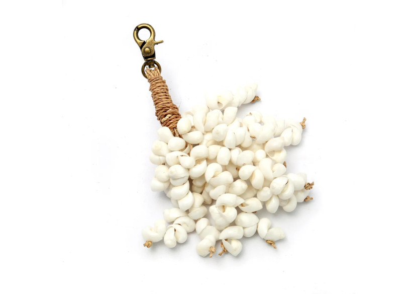 Porte-clés Kai Shell - Blanc en corde de mer - BALE131W - Bazar Bizar