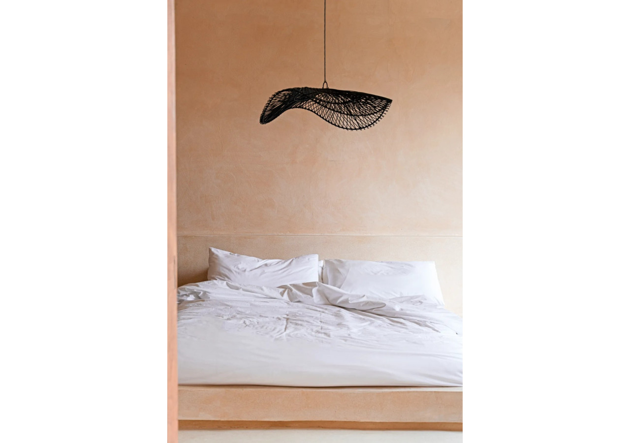 Pendentif Rattan Chapeau - Noir - Grand - BAYU015B-L-75x20 - Bazar Bizar