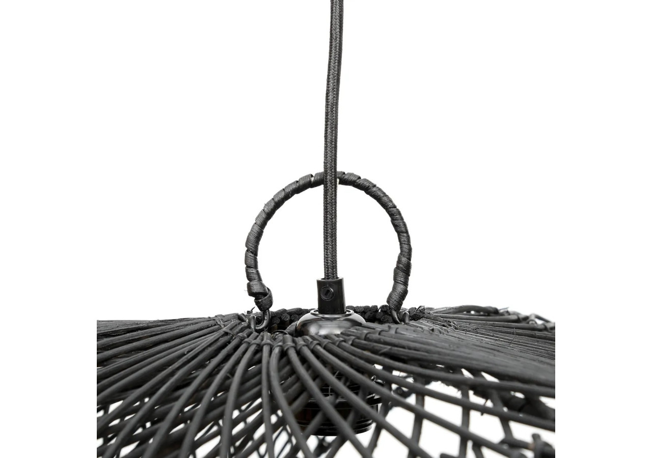 Pendentif Rattan Chapeau - Noir - Grand - BAYU015B-L-75x20 - Bazar Bizar