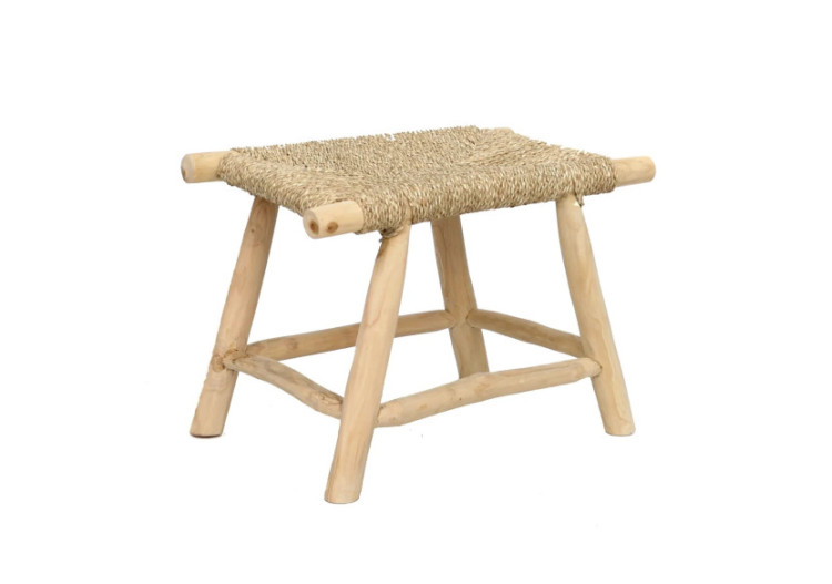 Tabouret en Herbe de Mer - Naturel - Moyen - JACA011N-60x40 - Bazar Bizar