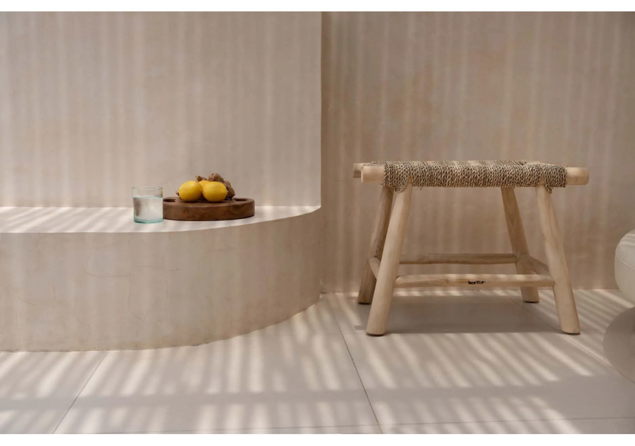 Tabouret en Herbe de Mer - Naturel - Moyen - JACA011N-60x40 - Bazar Bizar