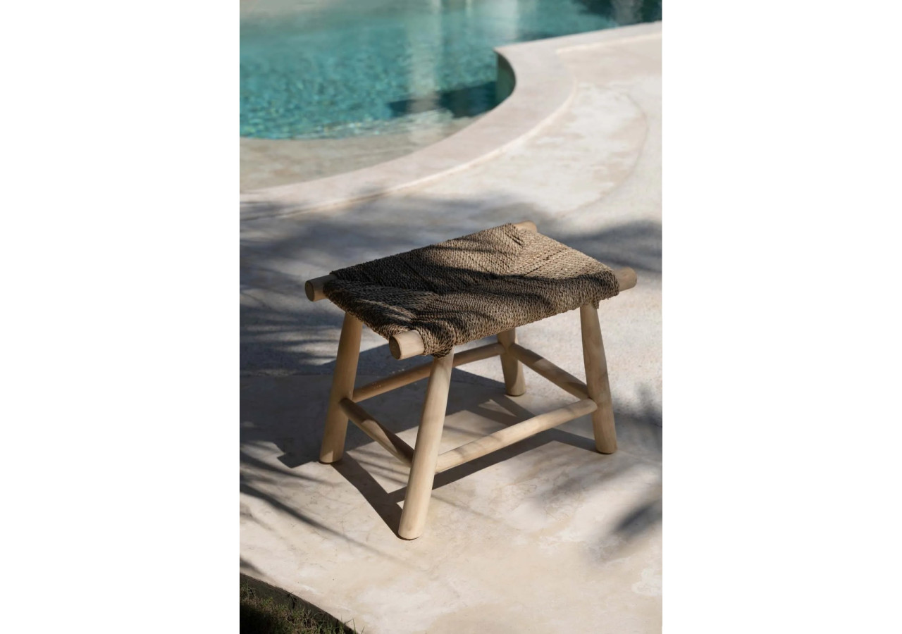 Tabouret en Herbe de Mer - Naturel - Moyen - JACA011N-60x40 - Bazar Bizar