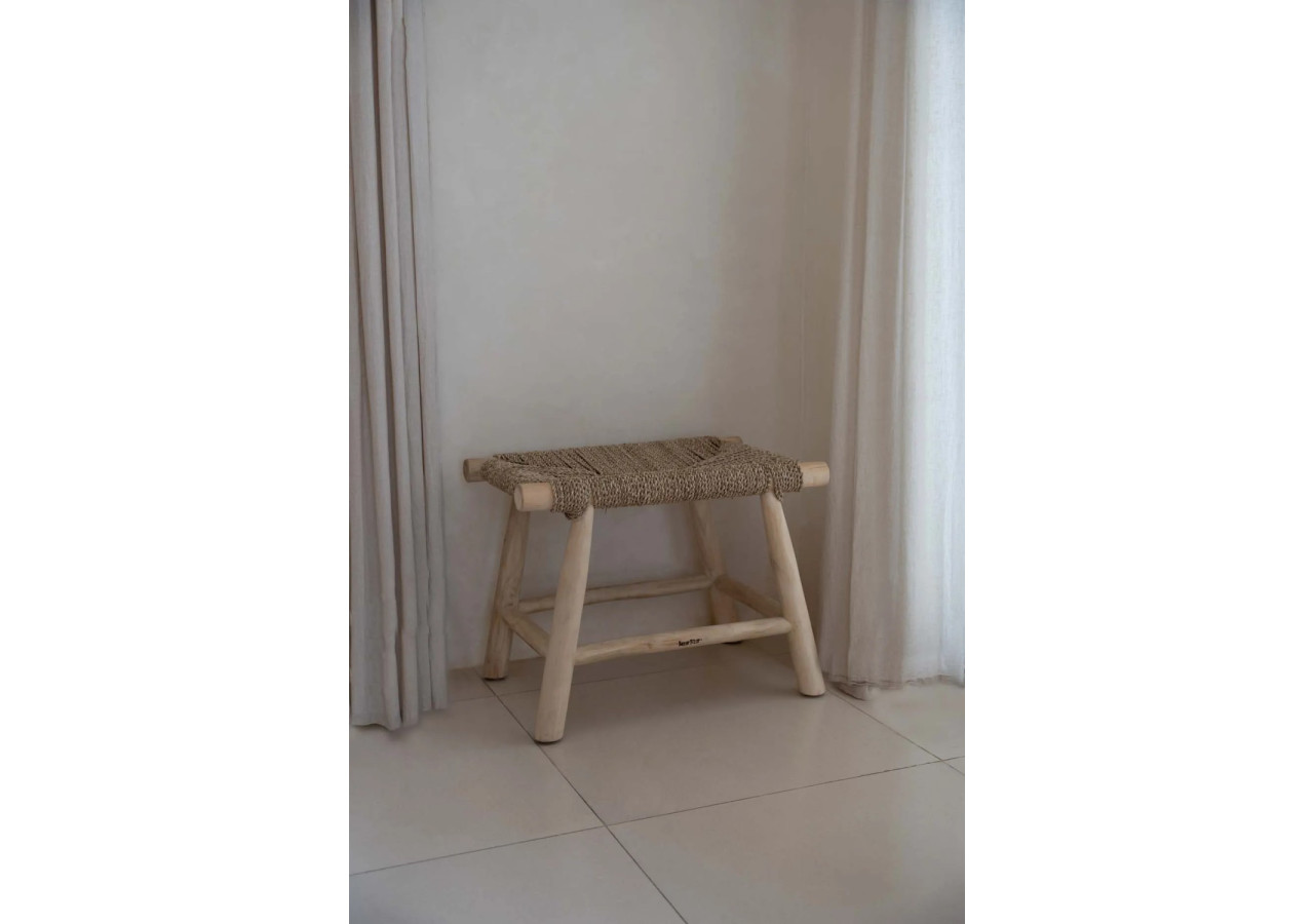 Tabouret en Herbe de Mer - Naturel - Moyen - JACA011N-60x40 - Bazar Bizar
