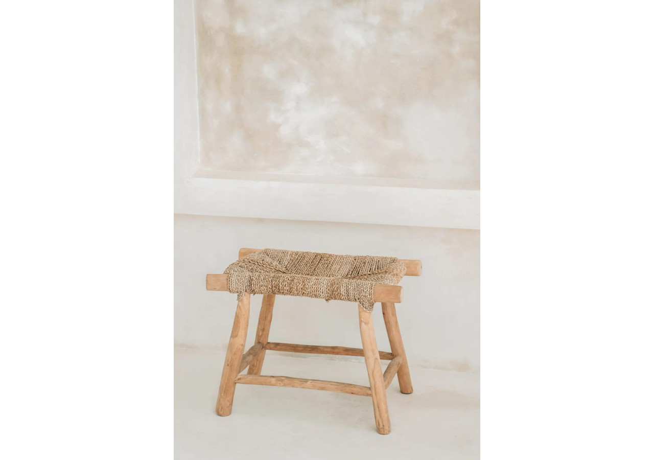 Tabouret en Herbe de Mer - Naturel - Moyen - JACA011N-60x40 - Bazar Bizar