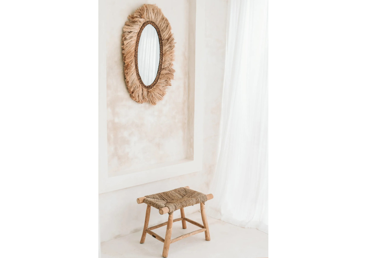 Tabouret en Herbe de Mer - Naturel - Moyen - JACA011N-60x40 - Bazar Bizar