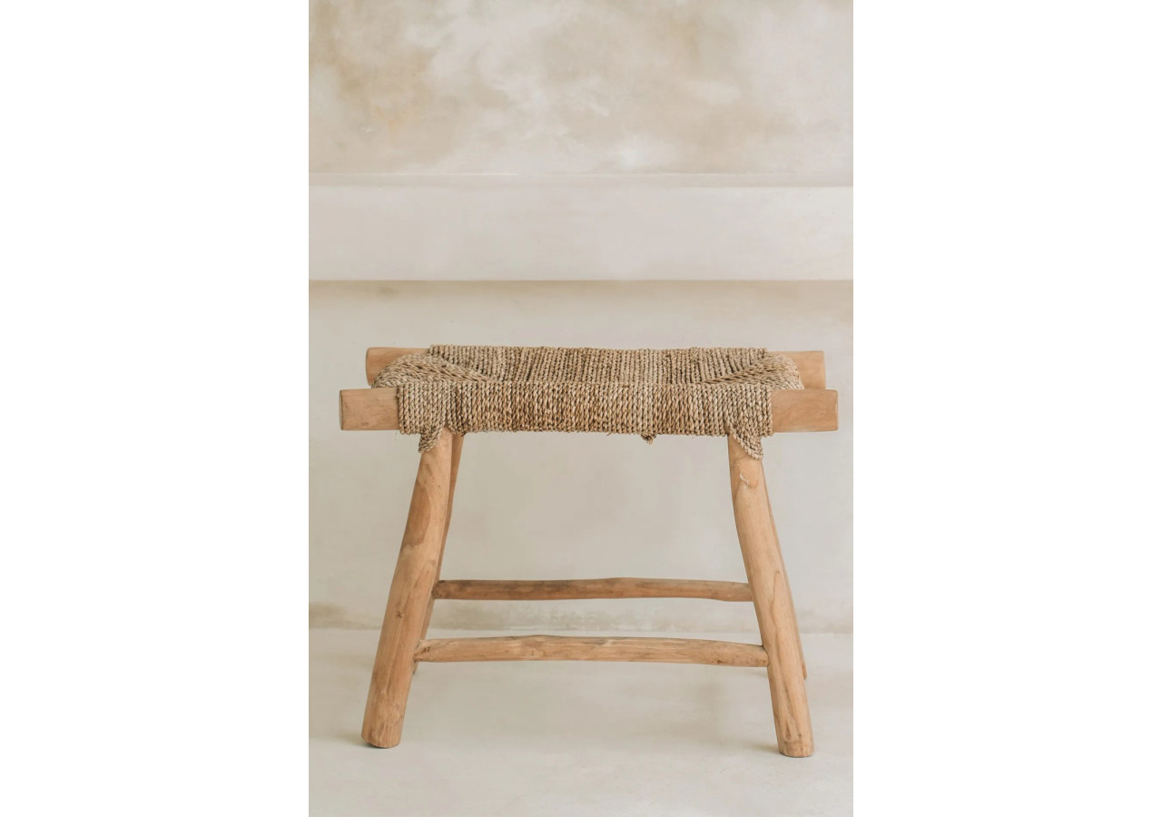 Tabouret en Herbe de Mer - Naturel - Moyen - JACA011N-60x40 - Bazar Bizar