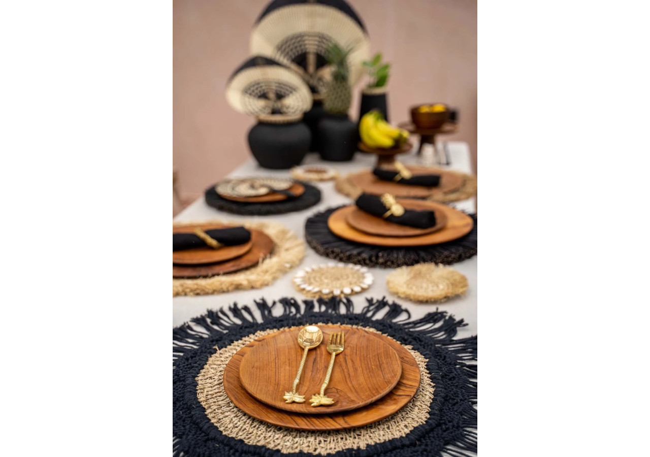 Assiette Ronde en Racine de Teck - Taille L - BASU102-L - Bazar Bizar