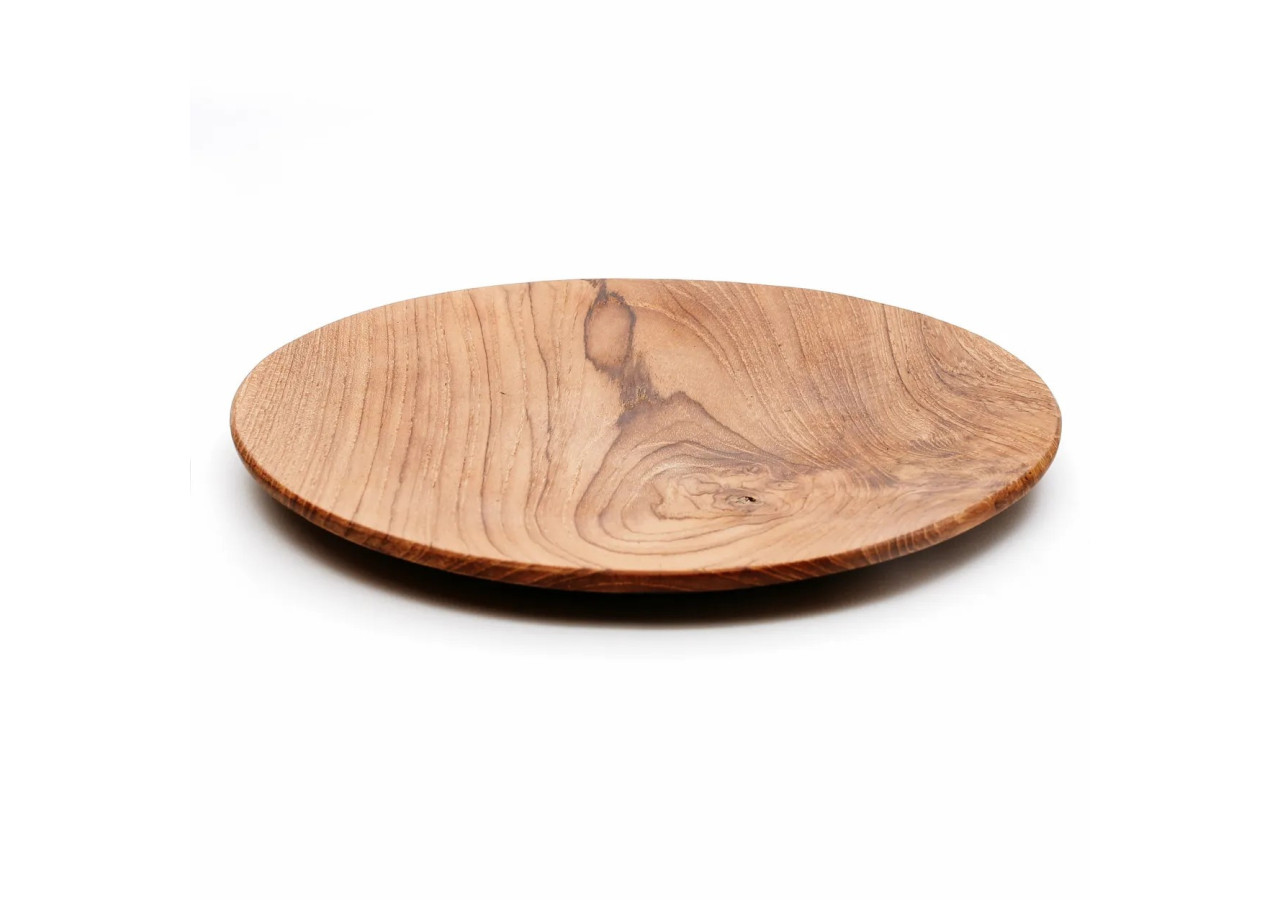Assiette Ronde en Racine de Teck - Taille L - BASU102-L - Bazar Bizar