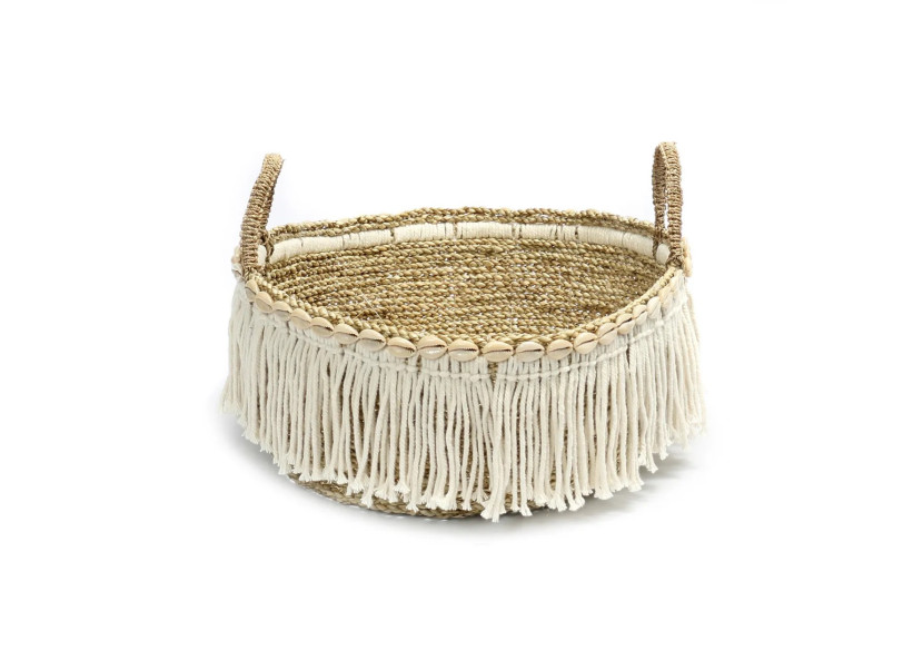 Panier Boho Fringe - Blanc naturel - Style bohème - BAJN032NW - Bazar Bizar Panier Boho Fringe - Blanc naturel - Style bohème - BAJN032NW - Bazar Bizar