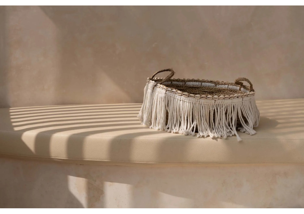 Panier Boho Fringe - Blanc naturel - Style bohème - BAJN032NW - Bazar Bizar