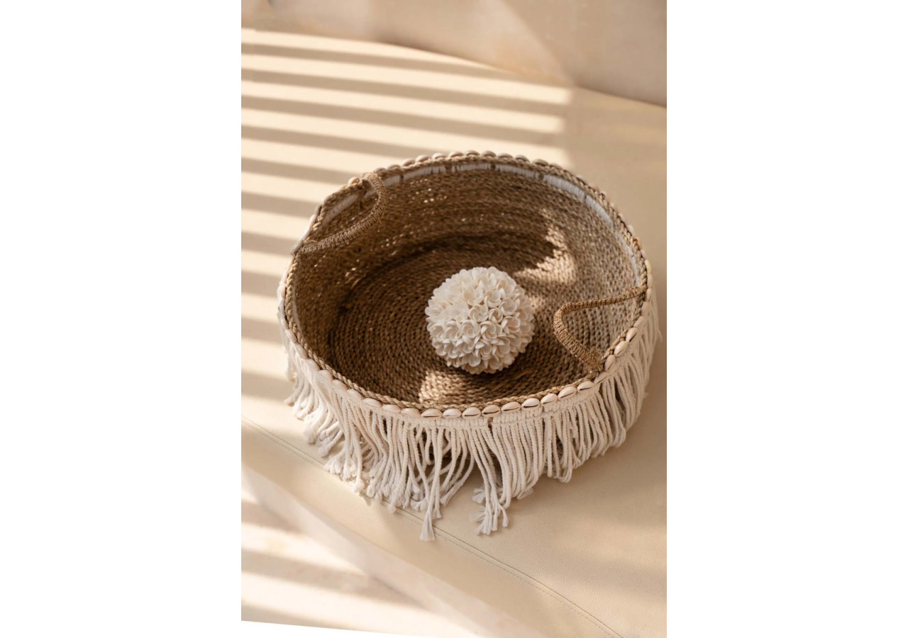 Panier Boho Fringe - Blanc naturel - Style bohème - BAJN032NW - Bazar Bizar