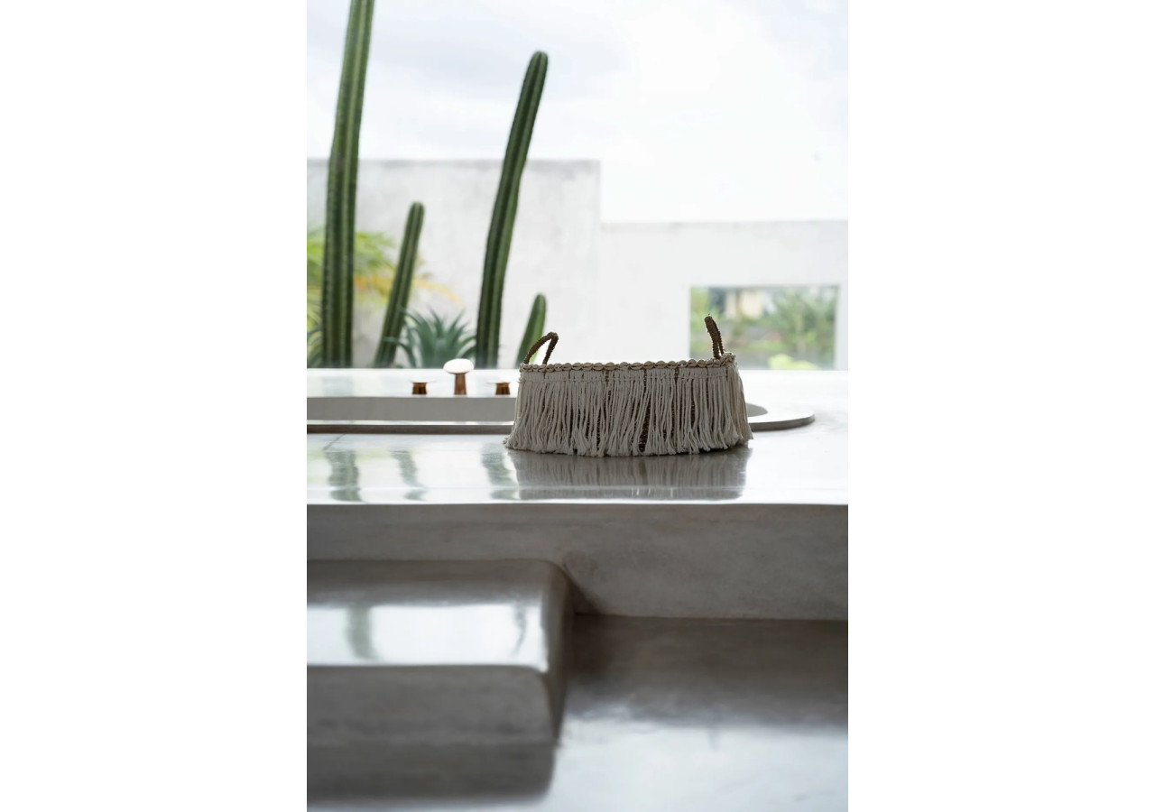 Panier Boho Fringe - Blanc naturel - Style bohème - BAJN032NW - Bazar Bizar