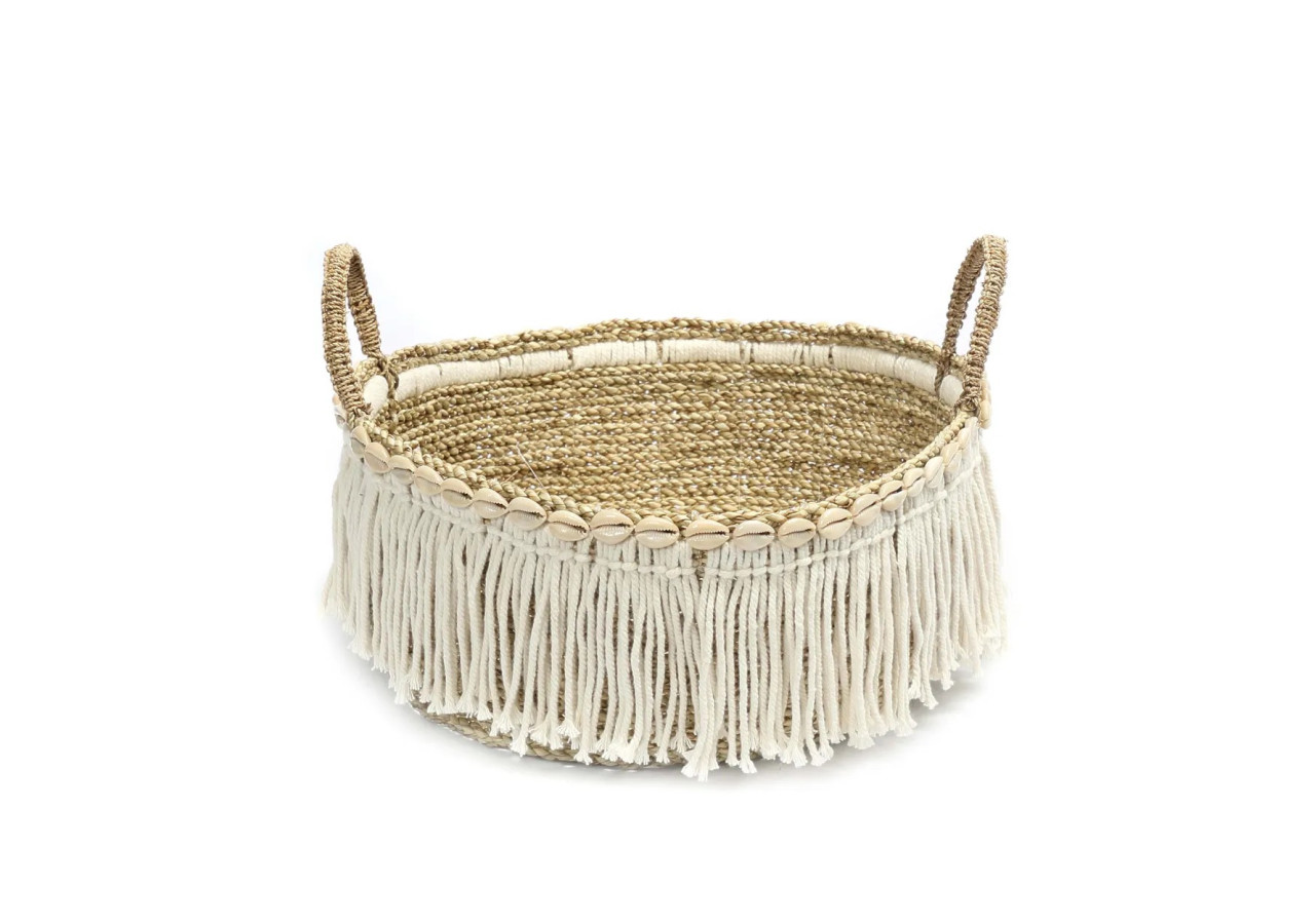 Panier Boho Fringe - Blanc naturel - Style bohème - BAJN032NW - Bazar Bizar