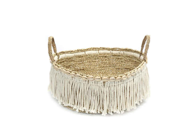 Panier Boho Fringe - Blanc naturel - Style bohème - BAJN032NW - Bazar Bizar Panier Boho Fringe - Blanc naturel - Style bohème - BAJN032NW - Bazar Bizar
