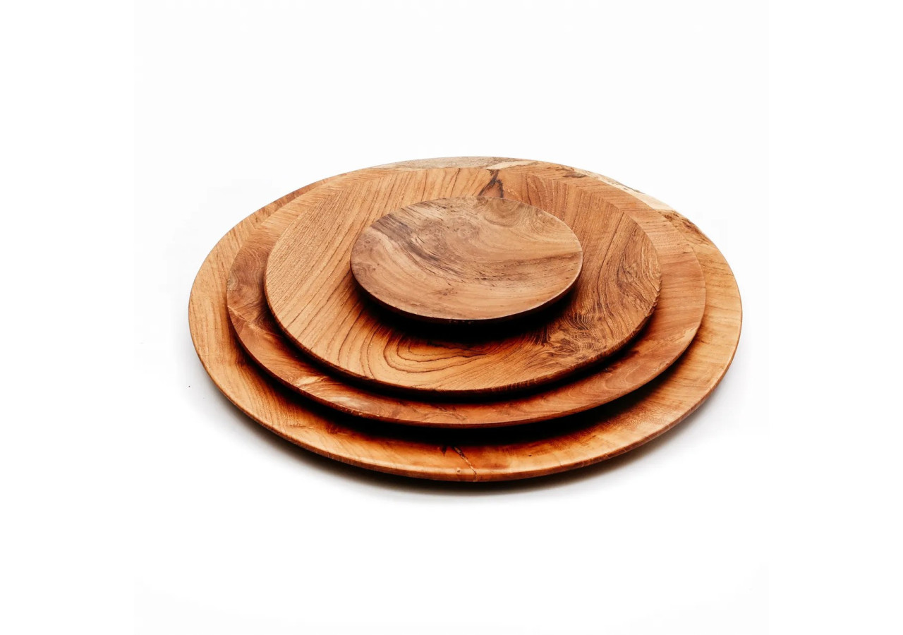 Assiette ronde en racine de teck - XS - Élégance naturelle - BASU100-XS - Bazar Bizar