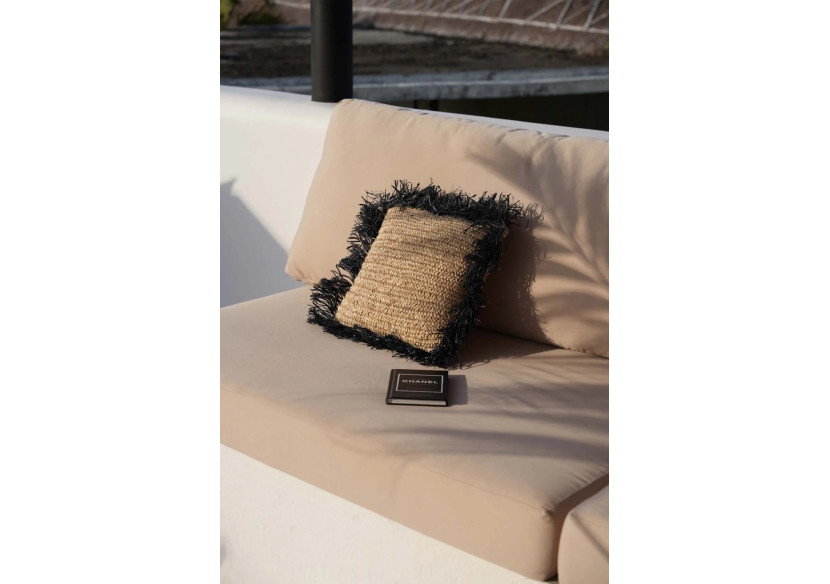 Housse de coussin en raffia carré - Naturel noir - 40x40 cm - BA034NB-M-40X40 - Bazar Bizar