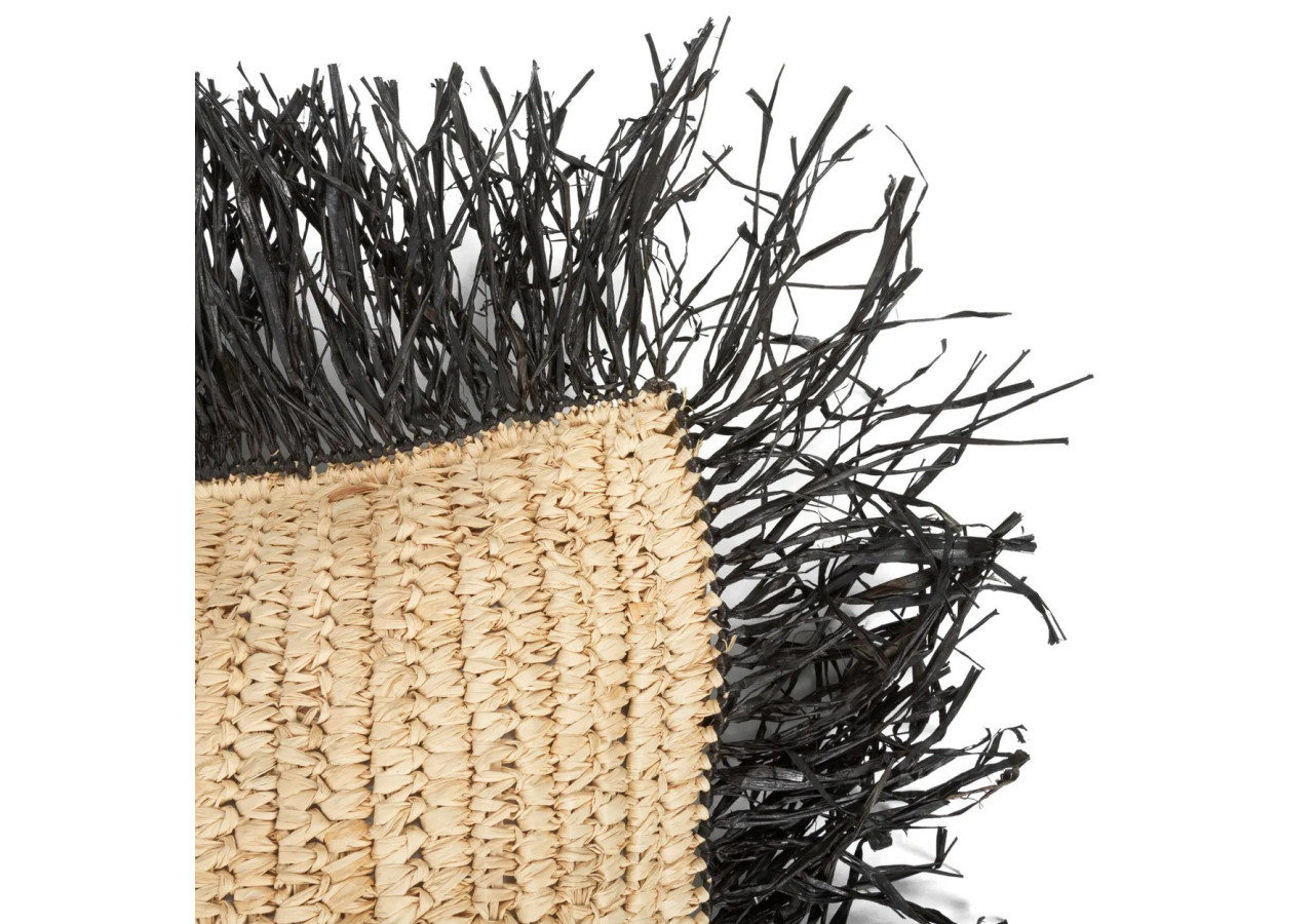 Housse de coussin en raffia carré - Naturel noir - 40x40 cm - BA034NB-M-40X40 - Bazar Bizar