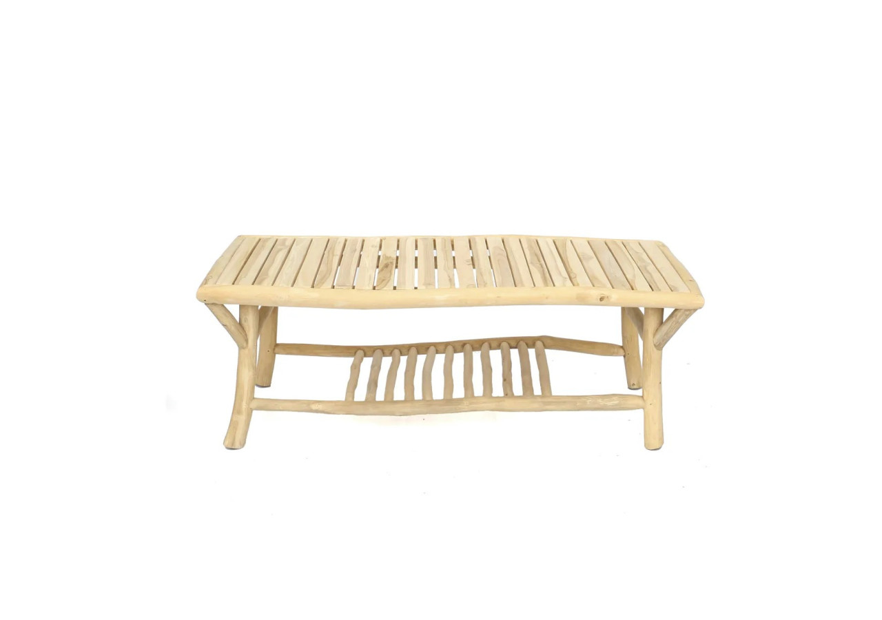 Table Basse Tulum - Teck Naturel pour Intérieur et Extérieur - JAWI008N-140 - Bazar Bizar