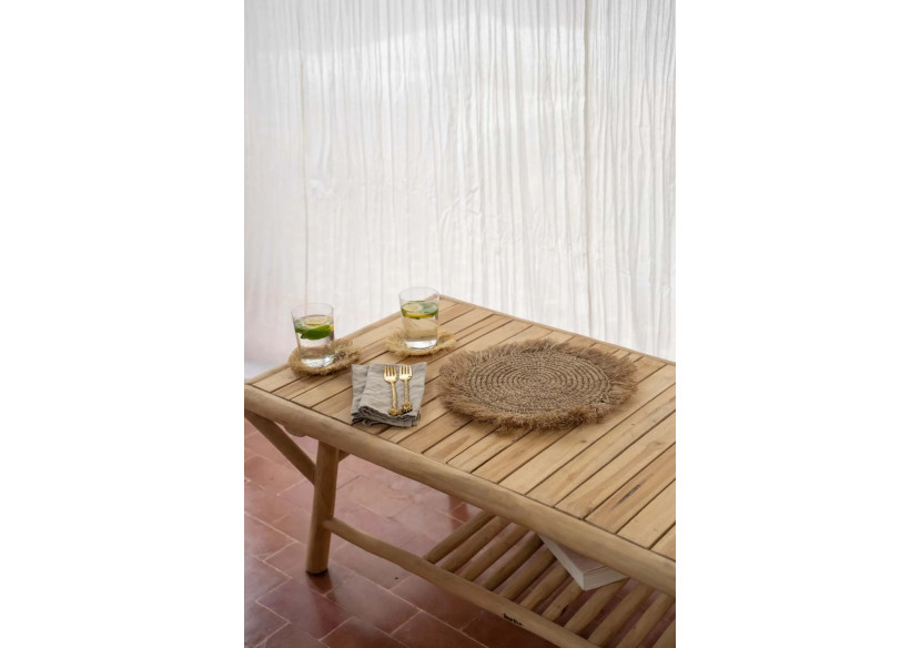 Table Basse Tulum - Teck Naturel pour Intérieur et Extérieur - JAWI008N-140 - Bazar Bizar