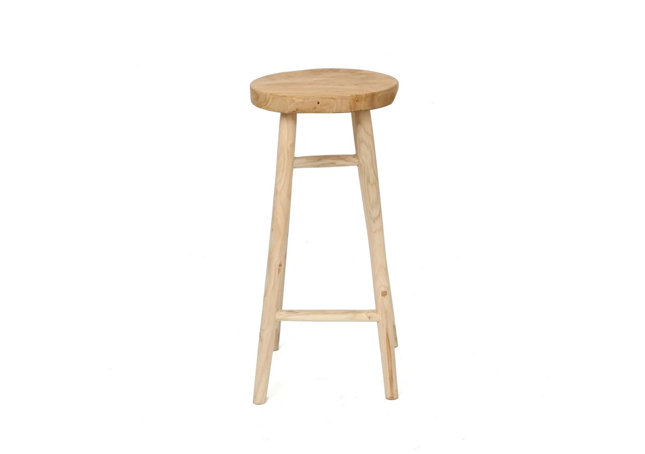 Tabouret de Bar Kedut - Teck et Suar Naturel - JAAM017N - Bazar Bizar