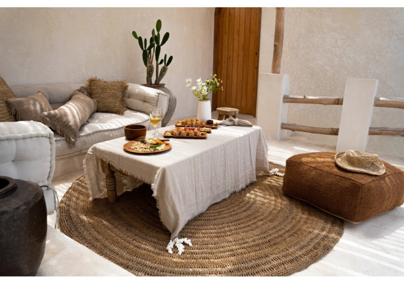 Tapis en Herbe de Mer Naturel - 150 cm de Style Boho - BAJN016N-150 - Bazar Bizar