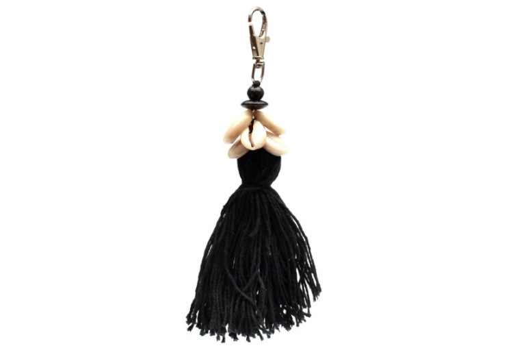 Porte-clés Cowrie Tassel - Noir - BA132B - Bazar Bizar