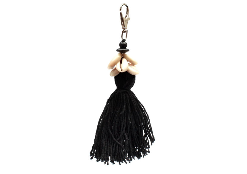 Porte-clés Cowrie Tassel - Noir - BA132B - Bazar Bizar