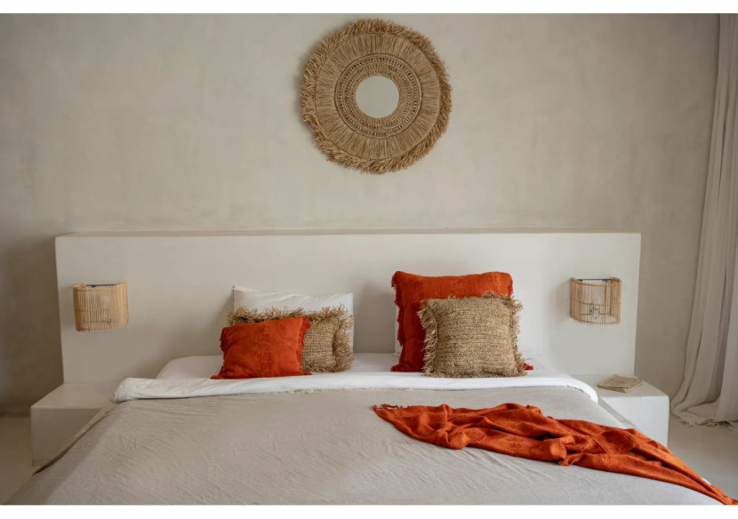 Housse de Coussin Raffia Carrée - Naturel - 40x40 - BA034N-M-40x40 - Bazar Bizar