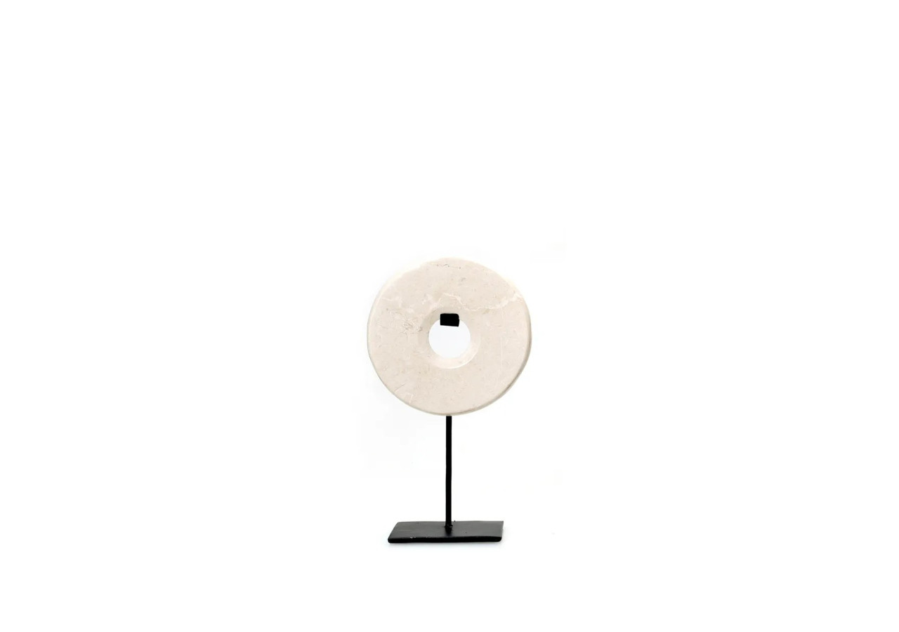 Disque en Marbre sur Support - Blanc - Petit - BA191W-S - Bazar Bizar