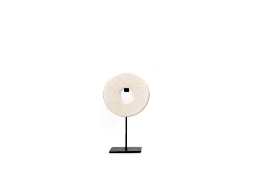 Disque en Marbre sur Support - Blanc - Petit - BA191W-S - Bazar Bizar