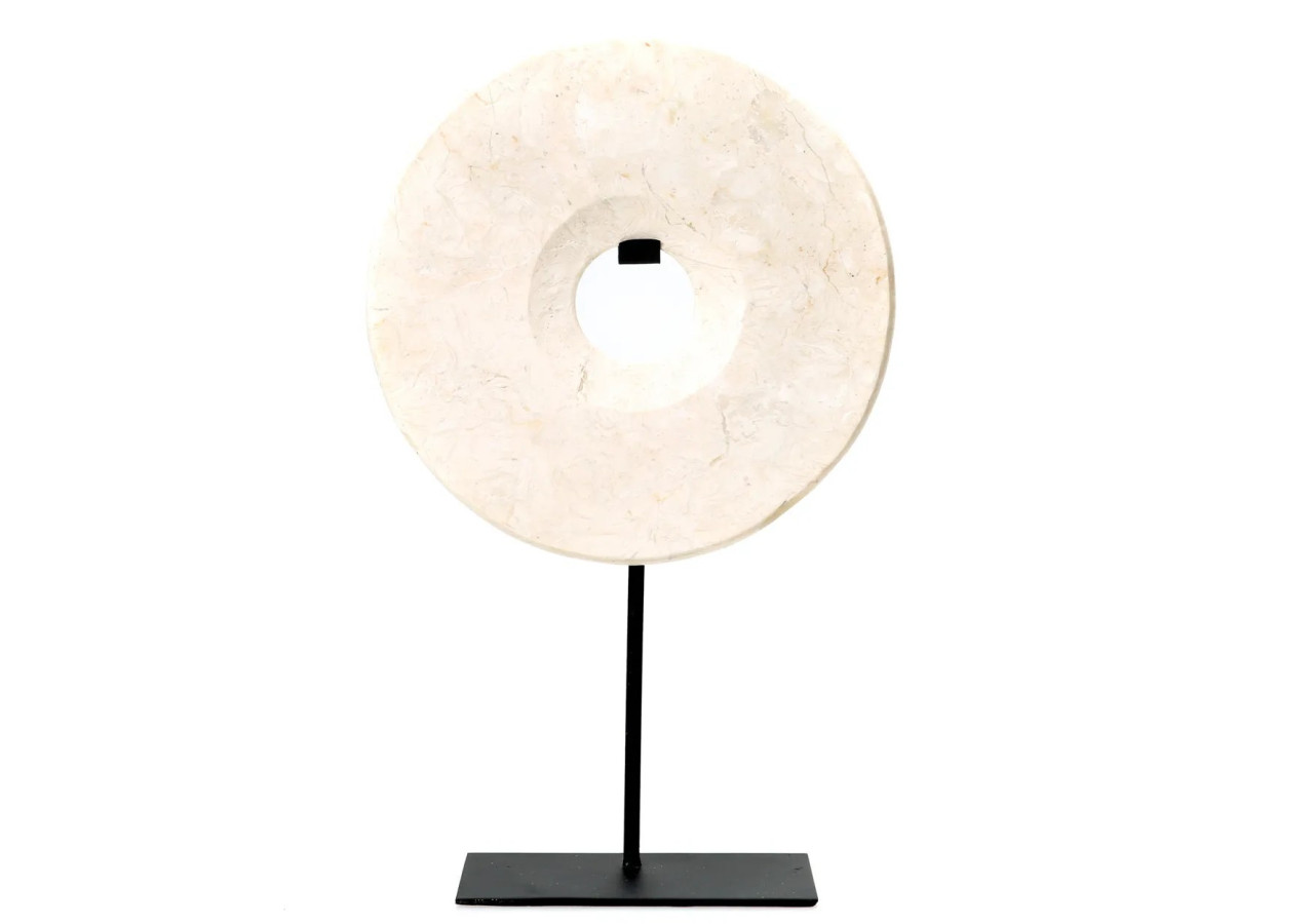 Disque en Marbre sur Support - Blanc - Grand - BA191W-L - Bazar Bizar