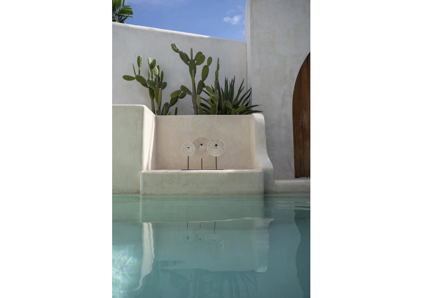 Disque en Marbre sur Support - Blanc - Grand - BA191W-L - Bazar Bizar