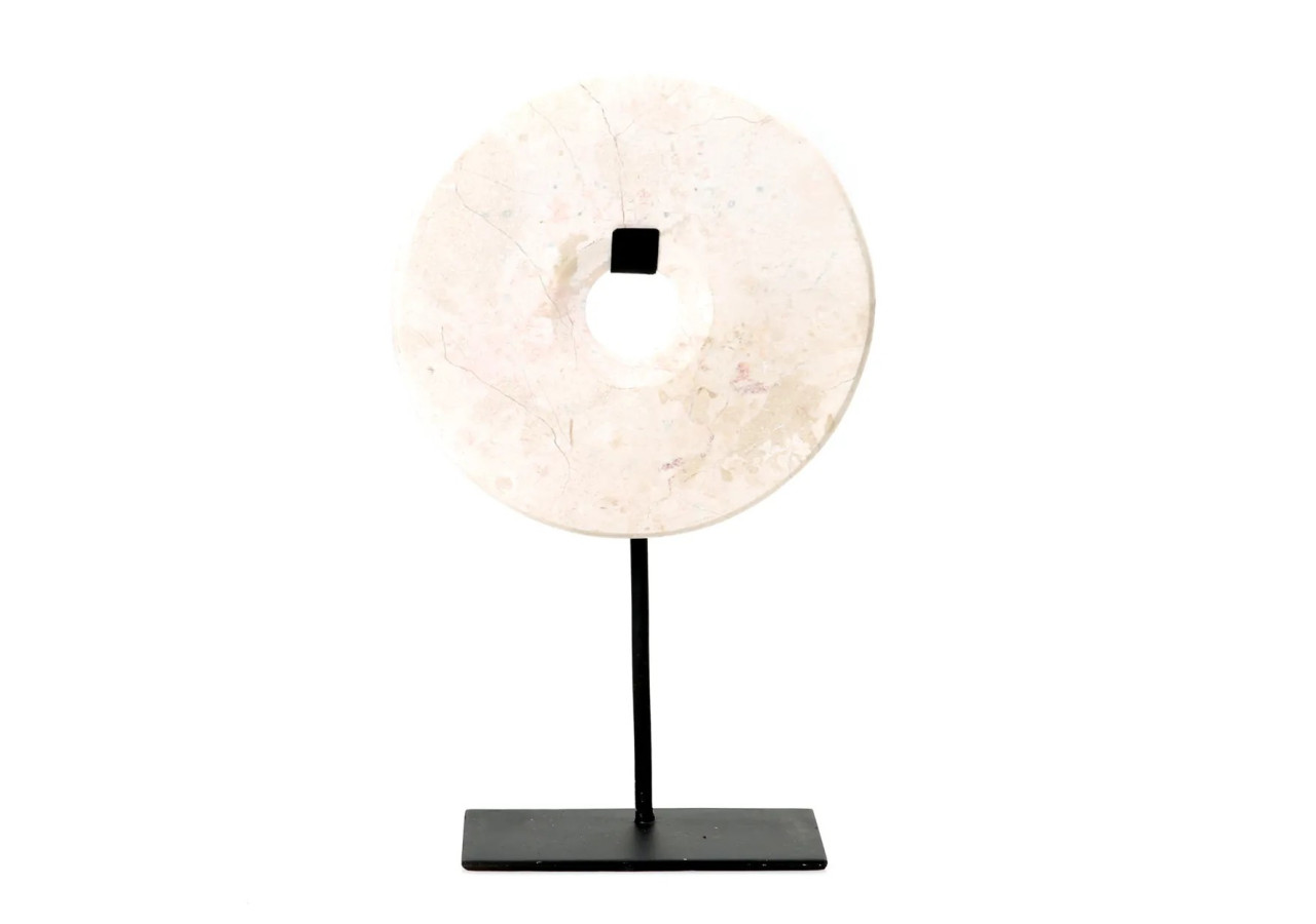 Disque en Marbre sur Support - Blanc - Grand - BA191W-L - Bazar Bizar