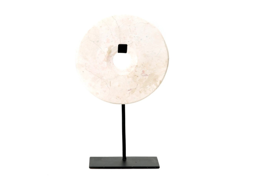 Disque en Marbre sur Support - Blanc - Grand - BA191W-L - Bazar Bizar