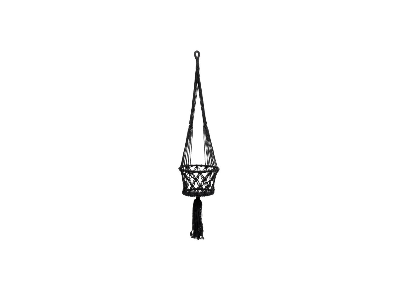 Porte-Plante Macramé - Noir - S_40 - BA151B-S - Bazar Bizar
