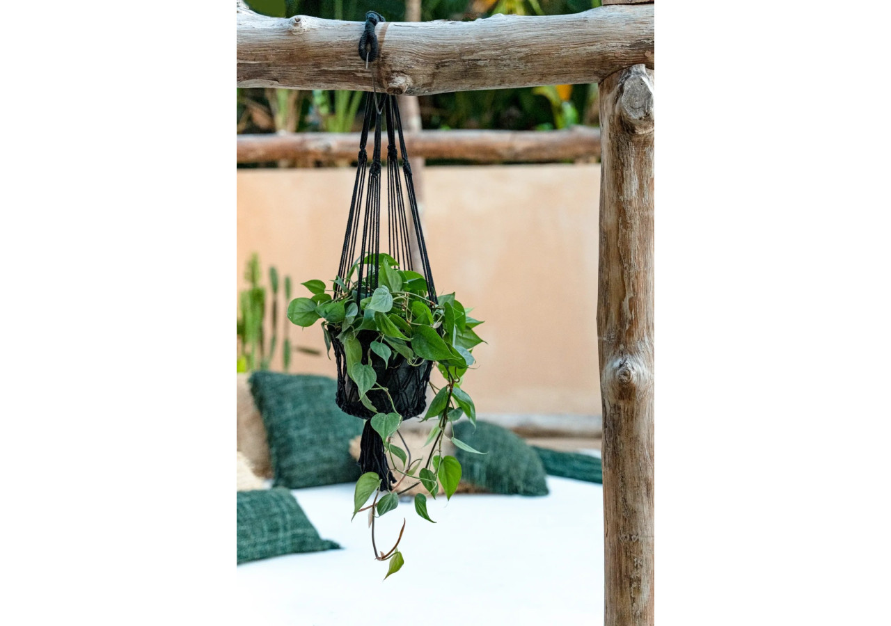 Porte-Plante Macramé - Noir - S_40 - BA151B-S - Bazar Bizar