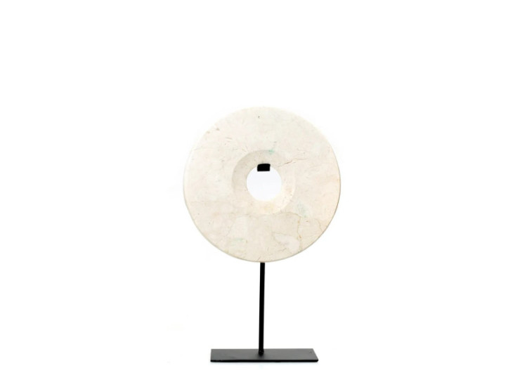 Disque en Marbre sur Support - Blanc - Moyen - BA191W-M - Bazar Bizar