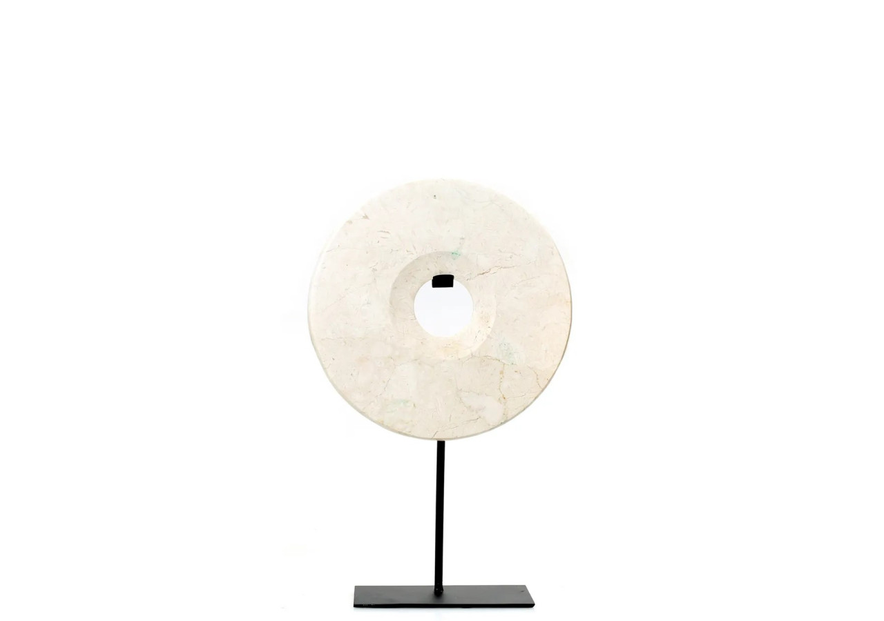 Disque en Marbre sur Support - Blanc - Moyen - BA191W-M - Bazar Bizar